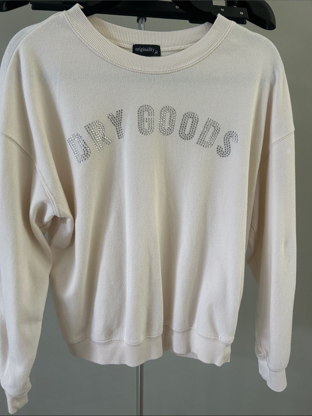 Dry Goods Women’s Cream Rhinestone Crewneck Sweatshirt - Size Small